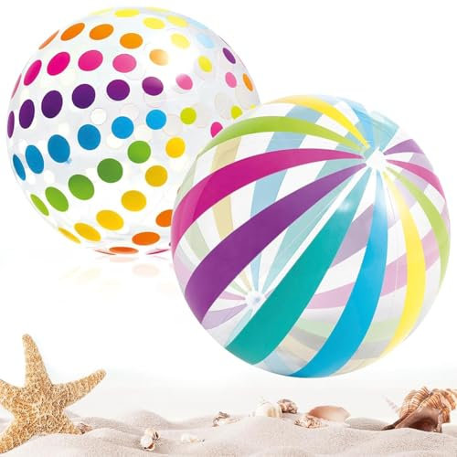 Pallone da Spiaggia Gonfiabile Arcobaleno Pois Giocattolo Estivo Leggero Resistente Accessorio Mare Piscina Giardino Bambini Adulti Gioco Esterno Colorato Festa Vacanze Allegria