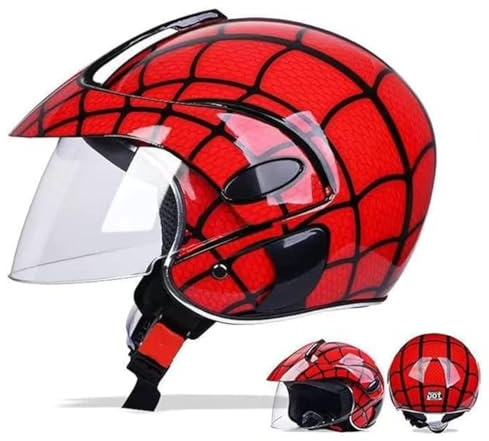 Kids Sports Cartoon Pattern Motorcycle Half Helmet for 2-7 Years Old, Child Open Face Helmet for Bicycle, Electric Scooter, Chopper, Rollerblading, ATV Helmet DOT Approved(B)