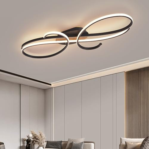 MESOVFCA Lámpara de Techo Moderna LED Colgante con Control Remoto - Regulable, iluminación Creativa para Comedor, Sala de Estar, Dormitorio y Cocina (Negro, L60 cm)