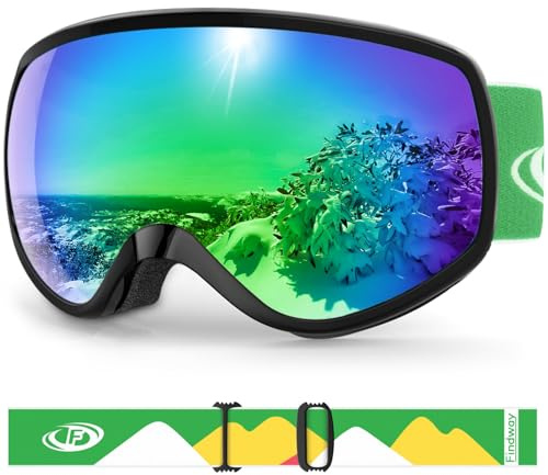 Findway Gafas Esqui Niños 3~12 Años Mascara Esqui Niño Gafas de Esqui Niña Niño,Ajustable Anti-Niebla Protección UV Compatible con Casco para Esquiar Snowboard Deportes de Invierno