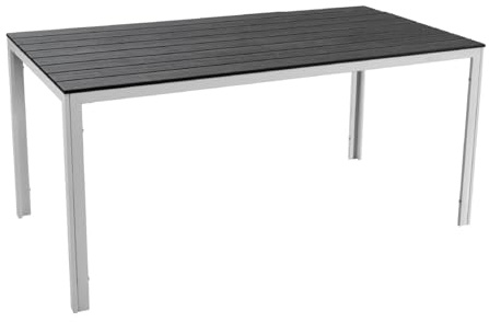 IlGruppone Tavolo da Esterno 6/8 Posti in Acciaio Inox e HDPE Effetto Legno – Tavolo Giardino Grande Resistente a Pioggia, UV e Ruggine, Design Moderno per Terrazzo e Patio 154x78 cm - Grigioscuro