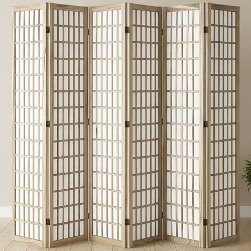 Rumsavdelare 6 Paneler, Kinesisk Shoji Stil, Vikbar Room Divider, Portabel Skärmvägg för Rumsavdelning, Dekorativ Inredning(6 panel)