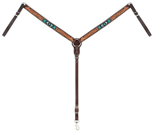 Turquoise Cross Gerades Brusthalsband mit türkisfarbenen Perlen, Dunkles Öl, 1,25