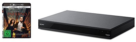 Sony UBPX800 4K Blu-ray Disc Player Bundle mit UHD Film Inferno (High-Resolution Audio, Hi-Fi Qualität, Multi-Room, Bluetooth) schwarz
