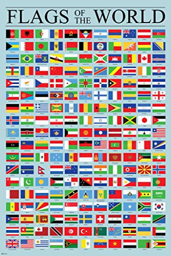 Flags of the World Poster Geography Classroom Decor 2026 Edition 12x18