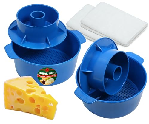Kit per la produzione di formaggi, 2 pezzi, stampo per formaggio con stantuffo seguace blu e garza in cotone, cestino per la produzione di formaggi, Molde Para Queso