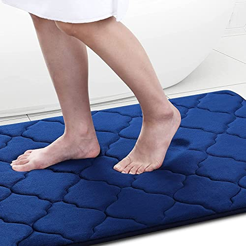 Homaxy Memory Foam Badezimmerteppich rutschfest Badematte Weich Badteppich Saugfähige Badvorleger Waschbar Pflegeleichte Duschvorleger - 50 x 76 cm, Marineblau