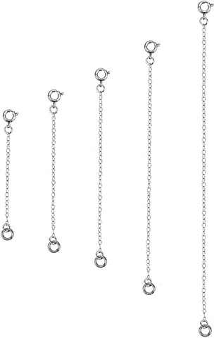 5 Piece Silver Necklace Extender, Stainless Steel Bracelet Necklace Extender for DIY Jewelry Making