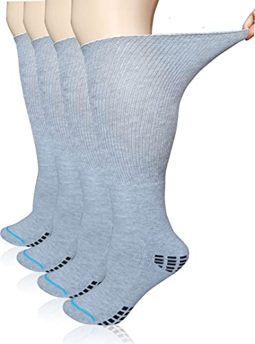 COIYUFUX Extra Wide Diabetic Socks For Bariatric Swollen Feet, Men Women Fracture Air Cast Walking Boot Liner Edema Foot Ankle Leg