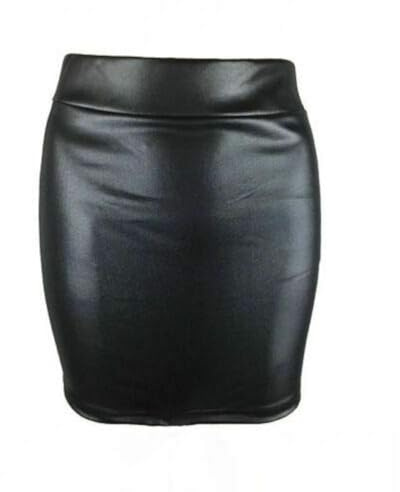R&N FASHIONS Mini jupe crayon noire en similicuir fabriquée au Royaume-Uni - Style élégant - Style moulant chic - Léger - Taille haute - Tenue confortable et tendance, Noir , XXL