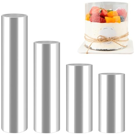 ZEFAN Tårtkantsfolie återanvändbar, 4 rullar tårtfolie tjock, 8/10/15/20 cm transparent acetatrulle, plastfolie tårtfolier för att dekorera kakor, desserter
