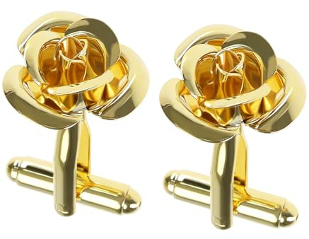 eMagTech 1 par de gemelos clásicos de oro de cobre con rosas, 28.5mm, para hombres, no es una piedra preciosa