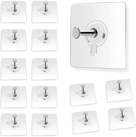 LEFSDVF 25Pcs Adhesive Picture Hooks, Self Adhesive Wall Nail, No Drilling Frame Hanging Hook, Transparent Waterproof Picture Hanging No Nail for Wall Art Mirror Living Room Bathroom Kitchen Home