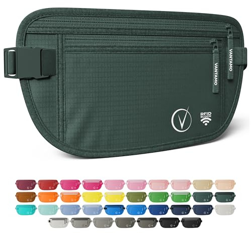 Cinturón de Dinero para Viajes Oculto, Cartera de Cintura con protección RFID, se Adapta a Pasaporte y teléfono con Funda