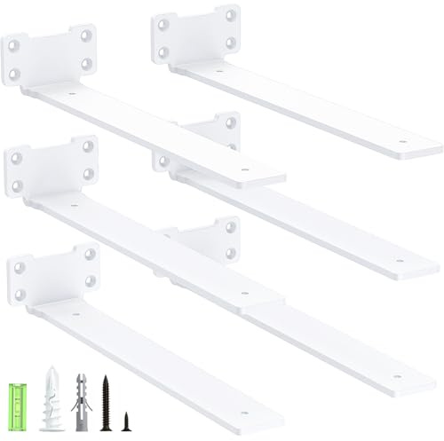 Yeabett 6 pezzi Supporto per mensola, supporto per scaffali 30 cm, angolo per mensola per carichi pesanti, capacità di carico 75 kg, bianco