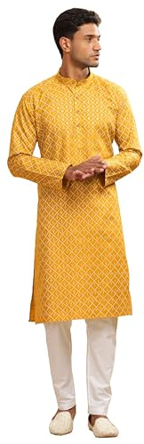 BE ACTIVE Men's Cotton Regular Kurta (C-399-2-YELLOW) Size XXL