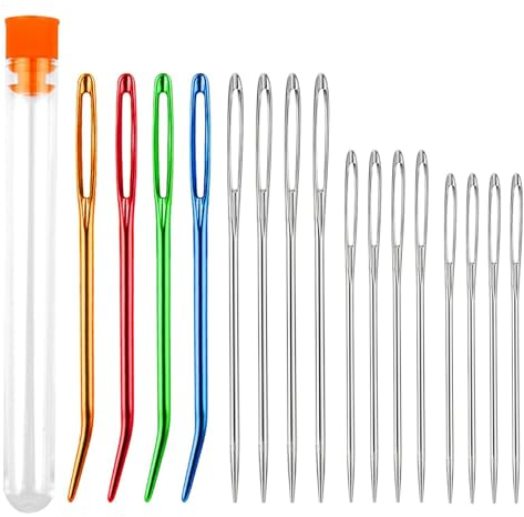 16 Stücke Nähnadeln, Nadeln Nähen, Sticknadeln Kinder, Nähnadeln Set, Nadeln Großem öhr, Große Nähen Nadel, Stopfnadeln, Für Wolle, Hand Nähen Leder Handwerk