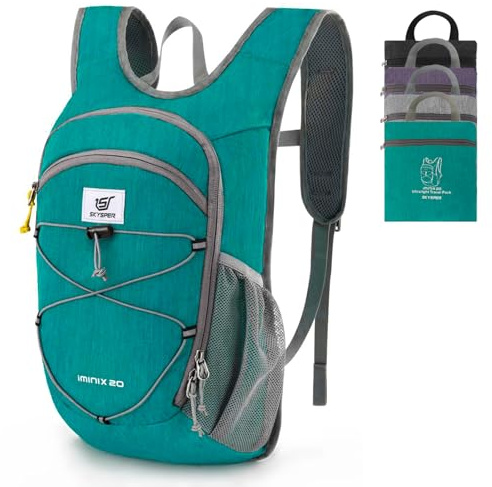 SKYSPER Ultralätt 15L/20L vikbar ryggsäck, vandringsryggsäck | med bröstrem, liten reseryggsäck för män och kvinnor