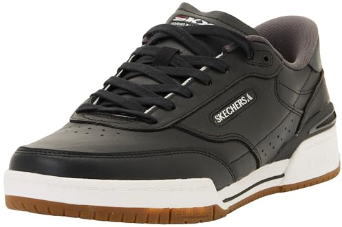 Skechers Hombre Recoil Slip-In ENTRENADOR, Black Leather/Pu/ White Trim, 42 EU