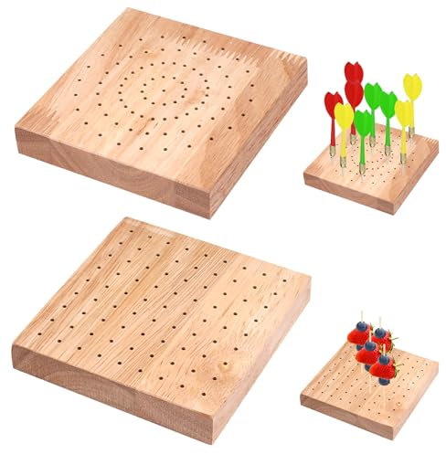 2 Stück Darthalter Holz Dartpfeile Halterung, Platzierung der Löcher Dart Aufbewahrung, Holz Dart Stand Sitz Dart Aufbewahrung, für Steeldarts und Softdarts (10x10x1.8 cm)