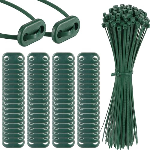 Sinmoe 100 Ensemble Kit de Fixation pour Brise-Vue y Compris Les Attaches de Câble et Fixation des Plaques de Montage Kit de Montage en PVC pour Tapis d'Intimité Clôtures de Jardin(Vert)