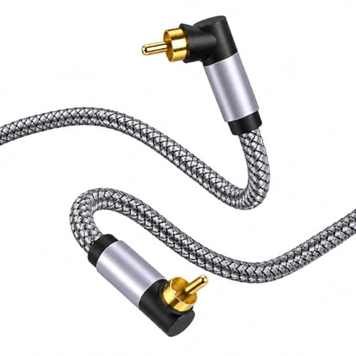 JiangZShangM Cavo Cinch 90 Gradi, 3m, Design Coassiale Grigio in Rame, Compatibile con Cavo Audio Ottico 3m e Cavo Subwoofer, Doppio Schermato, per Amanti della Musica e Appassionati di AV