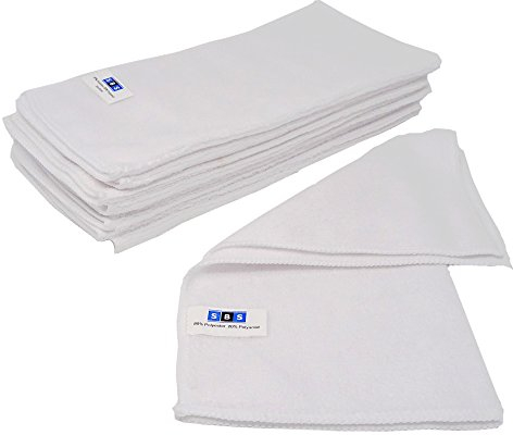 SBS Paños de microfibra, 10 unidades, 30 x 30 cm, lavables, blancos, para el hogar, coche, moto, etc