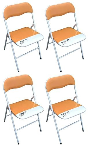 MilaniHome.it - Set di 4 Sedie Slim Pieghevoli Arancio Color 157 con Comoda Imbottitura nella Seduta per Ospiti, Ufficio, Casa, Campeggiodi coloreArancione