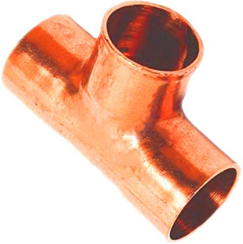 MegaHaustechnik Löt Fitting 5130 T-Stück für Kupfer Rohr Außendurchmesser 22mm i-i-i 3 Muffen Anschlüsse zum Löten 90° Grad Abzweig Trinkwasser geeignet Kupplung Verbinder Heizung Sanitär Wasser