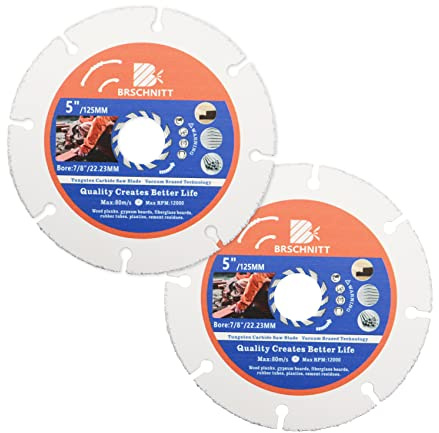 Carbide Multi Wheel Disco125mm - BRSCHNITT Disco da taglio per Legno Duro, Laminato, Plastica(2 Pezzi)