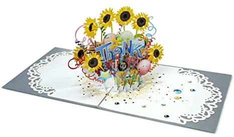 paperdora® Biglietto Pop-Up 3D „Grazie“ con Busta e Sigillo di Cera - Biglietto D'Auguri Biglietto Regalo Buono Regalo