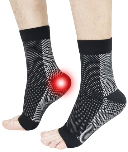 FEELJAM Calze per neuropatia, nano-calze per neuropatia, calze compressive, calze per fasciatura della caviglia, fasciatura del piede per fascite(L-XL, Black)