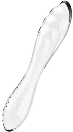 Satisfyer Dazzling Crystal 1 | 22 cm | G-Punkt-Dildo | Glasdildo | Borosilikatglas | Noppenstruktur für mehr Stimulation | Breiter Schaft mit Wellenstruktur | Für ein heißes & kaltes Temperaturspiel
