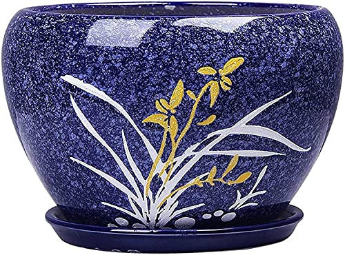 Pot de fleur simple en céramique, fleur, plantes vertes, plantes succulentes chlorophytum en pot, jardinière de fleurs domestique absorbant l'eau et respirante, paysage en pot (taille : 19,2 * 14,5 cm