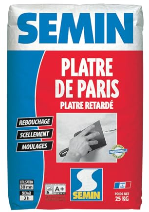Semin Plâtre de Paris - Moulages, Scellements et Rebouchage - Intérieur - Poudre - Sac de 25 kg