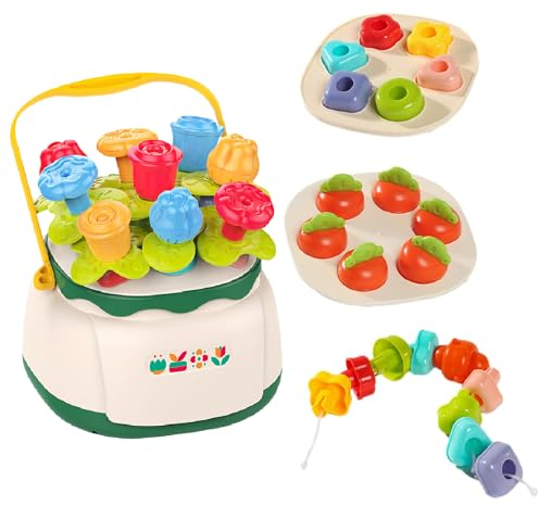 ENIKMOSD Montessori Spielzeug ab 1 2 3 Jahre,Montessori Steckspiel Fädelspiele ab 1 2 3 4 5 Jahre,Motorikspielzeug,Lernspielzeug,Sortierspiel für Kinder ab 18 Monaten