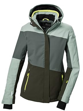 killtec Donna Giacca da sci/giacca funzionale con cappuccio e paraneve con chiusura a cerniera KSW 67 WMN SKI JCKT, grüngrau, 40, 41961-000