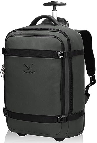 Hynes Eagle 42 litri Borsa da viaggio zaino trolley da con rotelle Borsa da viaggio a mano per uomini e donne 17 pollici 54x35x23cm Grigio