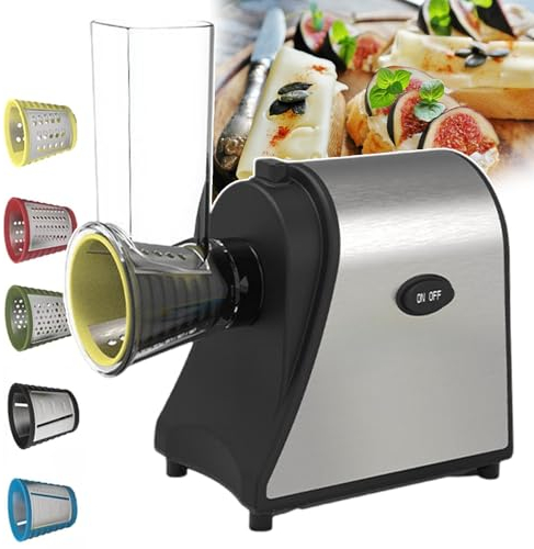 forplubossmmp Broyeur Électrique Coupe-Légumes pour Pommes De Terre Et Fromage/Râpes À Fromage Électriques Trancheuse À Carottes/Machine À Salade Râpe Électrique avec 5 Accessoires Gratuits