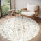 Homcomodar Teppich Rund 160cm Teppich Wohnzimmer Beige Waschbarer Vintage Teppiche Schlafzimmer Teppiche Kurzflor für Wohnzimmer Schlafzimmer Esszimmer