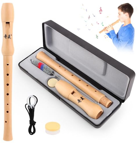 TOSAVGA Blockflöte aus Holz Sopranblockflöte Holz Blockflöte im Deutschen Griffweise, Kinder, Erwachsene, Flöte für Anfänger, 8-Loch-Flöte, Blockflöte kinder mit Reinigungsset、Bedienungsanleitung