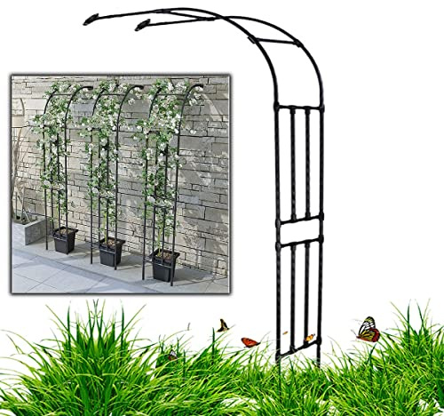 Arche de jardin en métal treillis pour portail extérieur entrée allées facile à assembler Noir l 220 x H 240 cm