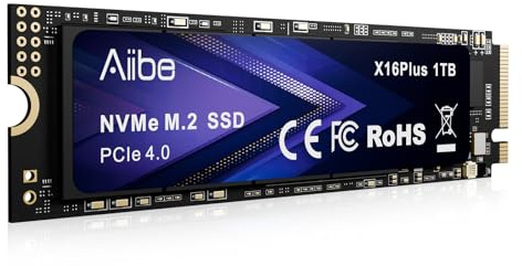 Aiibe X16Plus 1TB NVMe M.2 SSD Internal Solid State Drive PCIe 4.0 M.2 2280 1TB SSD Read Speeds Up to 7450MB/s for Laptop, PC, Gaming, Video Editing, PS5