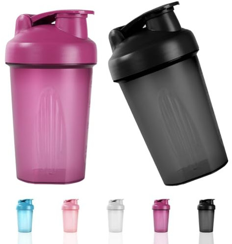 Fefod Shaker per proteine, 400 ml, shaker per proteine con scala di misurazione, senza BPA, a prova di perdite, durevole, per frullati di proteine del siero cremoso, con sfera di miscelazione