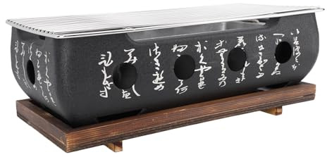 Mini Japanese Charcoal BBQ Grill Spise, Barbecue Spis med Snabb Uppvärmning Av Aluminiumlegeringsgrillbasen, för Camping, Familjesammanträden, Picknick (XL)