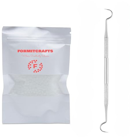 Thermoplastic Beads Pellets Mold-Able Pellets Polymorph 25 Grams for Teeth(Made in Spain) Plus a Scaler