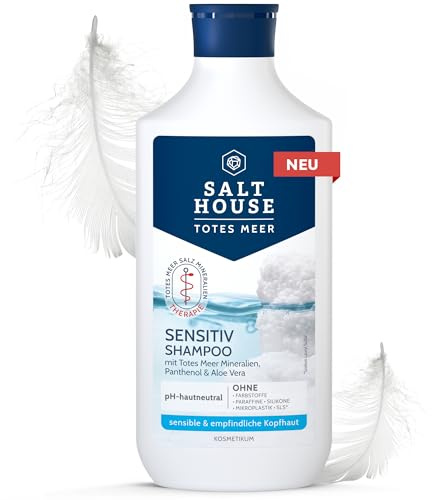 Salthouse Totes Meer Therapie Sensitiv Shampoo, besonders milde Formulierung mit Zuckertensid, Panthenol und Aloe Vera, pH-hautneutral, für die tägliche Haarwäsche für die ganze Familie, 250 ml