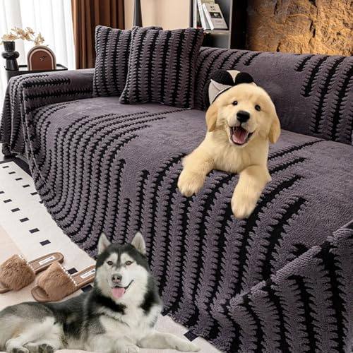 Vgpbphj Leitmall Housse de canapé en peluche douce antidérapante, housse de canapé résistante aux rayures, tapis pour chien adapté aux animaux de compagnie lavable, confort douillet et protection