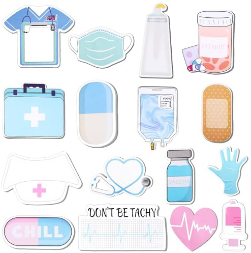 16 Pack Nurse Sticky Notes Medical Themed Memo Pads for Nursing Students Healthcare Staff Nurse Gift Office School Use