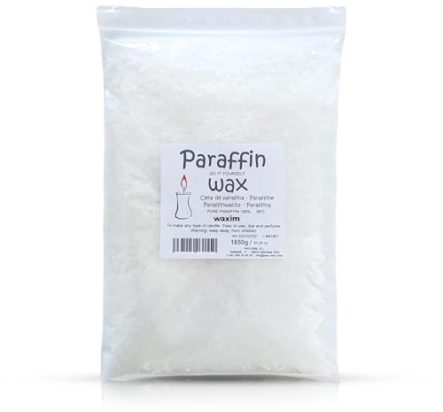 WAXIM Cera de Parafina 1,85 kg en Perlas Blanca | Parafina Refinada para Velas Caseras y Artesanales | Cera Granulada para Velas Aromáticas, DIY, Manualidades y Velas Decorativas y economicas